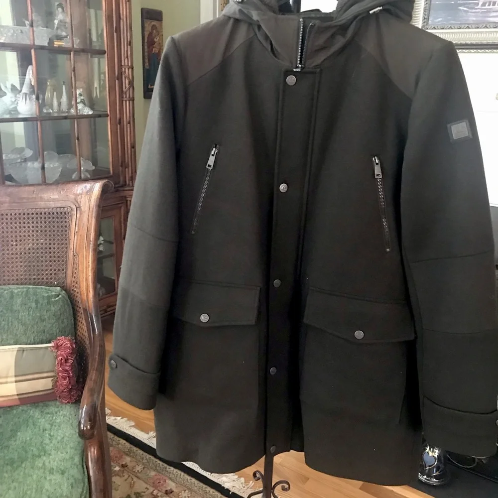 Kenneth Cole Mens Coat Large Olive - Picture 1 of 9